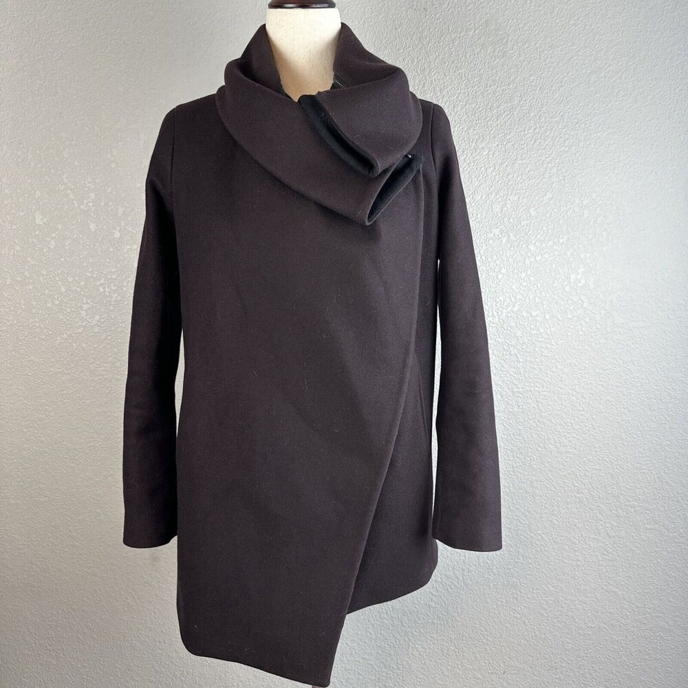 Allsaints Brown Black Jax Wool Assymetric Jacket Size US 2/UK 6/EU 34